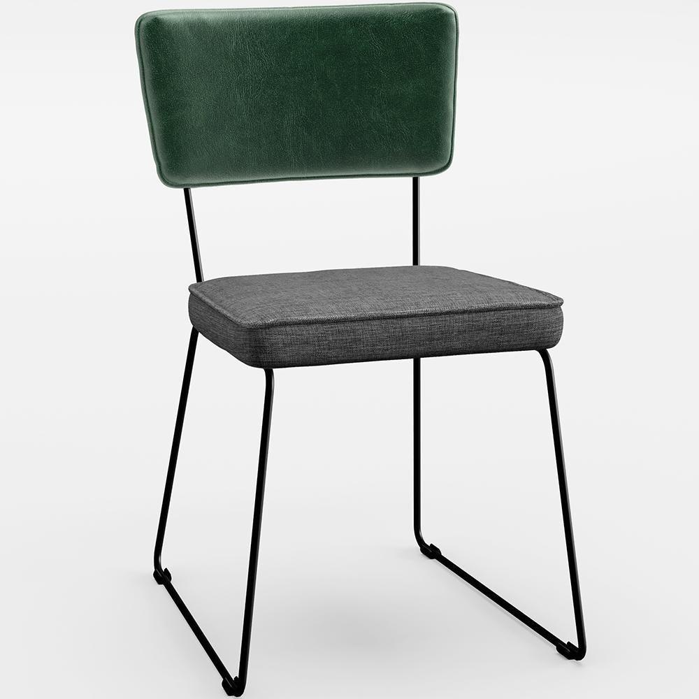 Kit 02 Cadeiras L02 Facto Verde Musgo Linho Cinza Escuro - 8