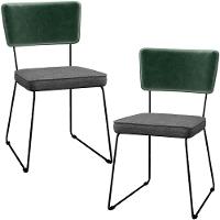 Kit 02 Cadeiras L02 Facto Verde Musgo Linho Cinza Escuro - 1