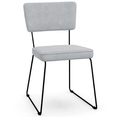Cadeira Estofada De Jantar Allana L02 Suede Cinza
