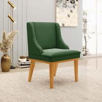 Kit 3 Cadeiras Decorativas Sala De Jantar Base Fixa De Madeira Firenze Suede Verde/castanho G19 - 9