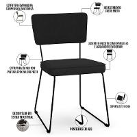 Kit 06 Cadeiras Allana L02 Suede Preto - 7