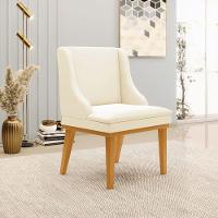 Kit 5 Cadeiras Decorativas Sala De Jantar Base Fixa De Madeira Firenze Veludo Bege/castanho G19 - Gran Belo - 9