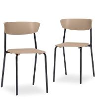 Kit 04 Cadeiras Fixa Base Preta Empilhável Bit F02 Nude - 2