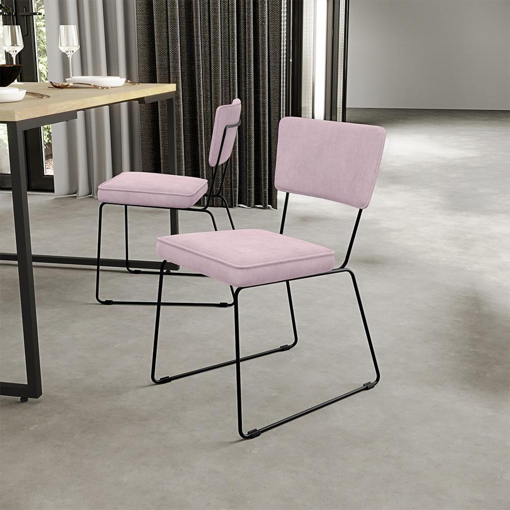 Kit 06 Cadeiras Allana L02 Suede Rosê - 9