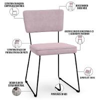 Kit 06 Cadeiras Allana L02 Suede Rosê - 7