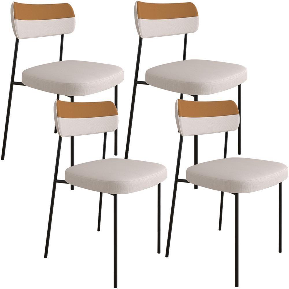Kit 4 Cadeira Estofada Sala Jantar F01 Linho Bege Caramelo - 1
