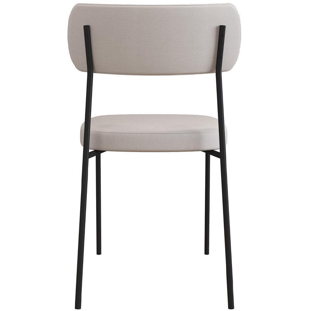 Kit 4 Cadeira Estofada Sala Jantar F01 Linho Bege Caramelo - 3