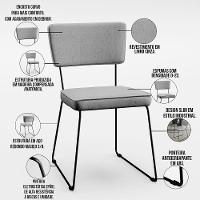 Kit 2 Cadeiras Estofada Para Sala De Jantar Base Aço Cinza - 8
