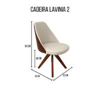 Cadeira De Jantar Lavínia Giratória Revestida Em Tecido Linho Bege E Courino Castanho Cor Creme - 5