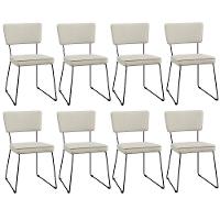 Kit 8 Cadeiras Estofada Para Sala Jantar Base Aço Champagne - 1