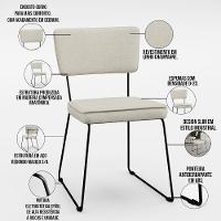 Kit 8 Cadeiras Estofada Para Sala Jantar Base Aço Champagne - 15