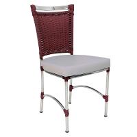 Cadeira Em Alumínio E Fibra Sintética Jk Cozinha Edícula Vinho Dark E Branco Desenhado - 1