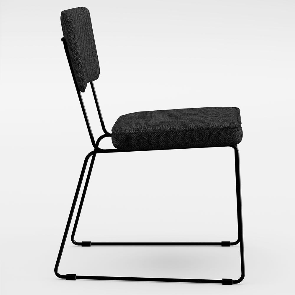 Kit 4 Cadeiras Estofada Para Sala De Jantar Base Aço Chumbo - 4