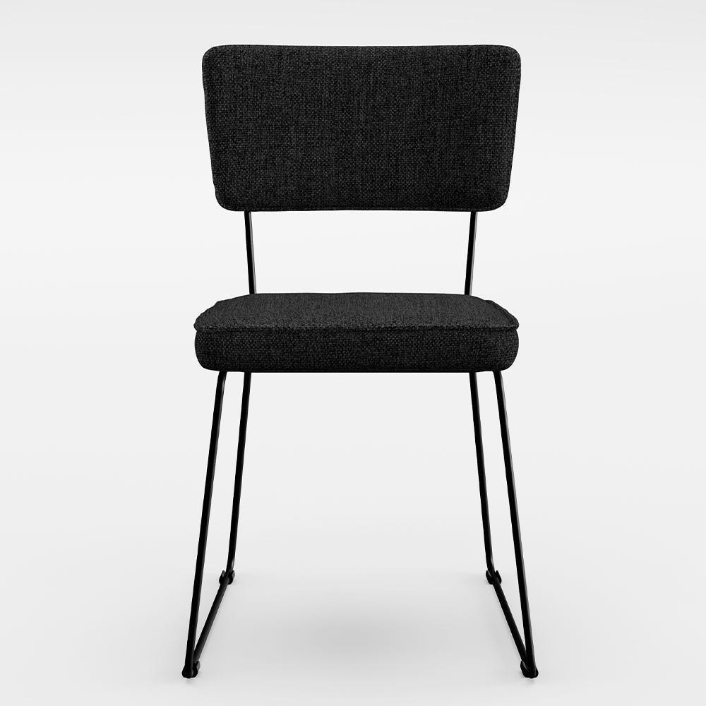 Kit 4 Cadeiras Estofada Para Sala De Jantar Base Aço Chumbo - 5