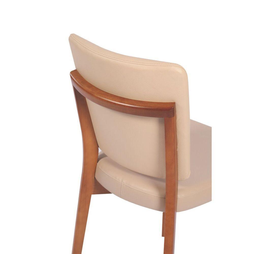 Cadeira De Madeira Tramontina Berlim Em Tauari Amêndoa Com Encosto E Assento Estofado Bege - 3