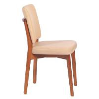 Cadeira De Madeira Tramontina Berlim Em Tauari Amêndoa Com Encosto E Assento Estofado Bege