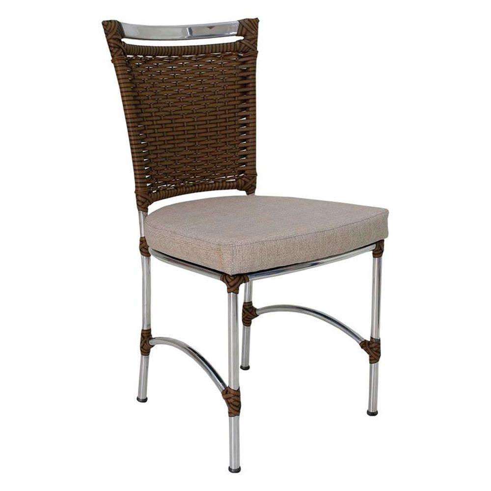 Cadeira Em Alumínio E Fibra Sintética Jk Cozinha Edícula Sepia E Fundo Palha - 1