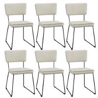 Kit 6 Cadeiras Estofada Para Sala Jantar Base Aço Champagne - 1