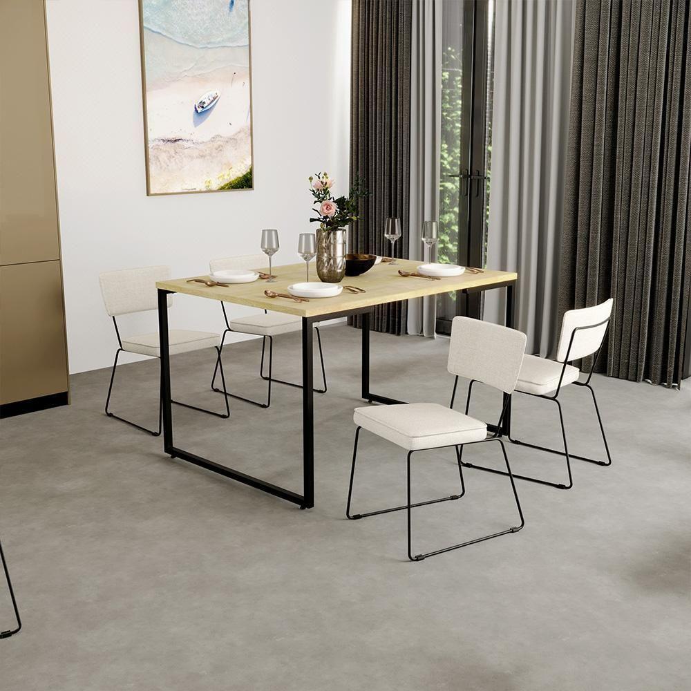 Kit 4 Cadeiras Estofada Para Sala Jantar Base Aço Champagne - 10