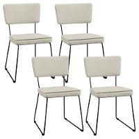 Kit 4 Cadeiras Estofada Para Sala Jantar Base Aço Champagne - 1