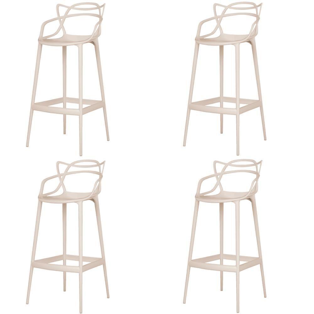 Kit 4 Banqueta Aviv Allegra Solna Fratini 109 Cm (altura) Polipropileno Cor Fendi - 1