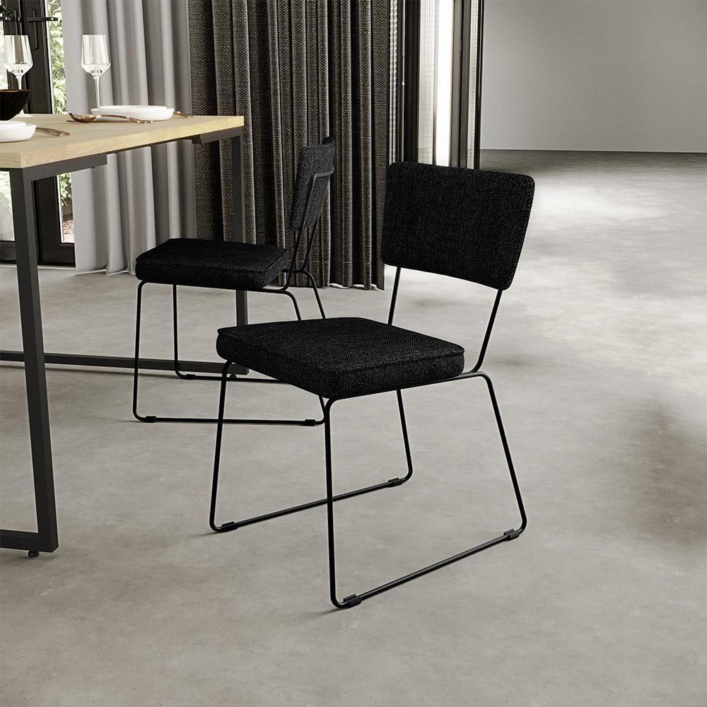 Kit 2 Cadeiras Estofada Para Sala De Jantar Base Aço Chumbo - 9