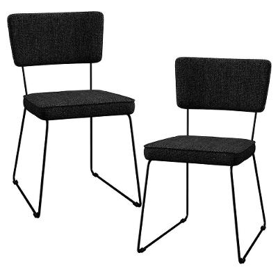 Kit 2 Cadeiras Estofada Para Sala De Jantar Base Aço Chumbo