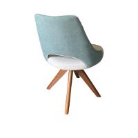 Cadeira De Jantar Droop Giratória Revestida Em Tecido Linho Cinza Claro C/ Detalhe Verde água Cor Cinza Claro - 6