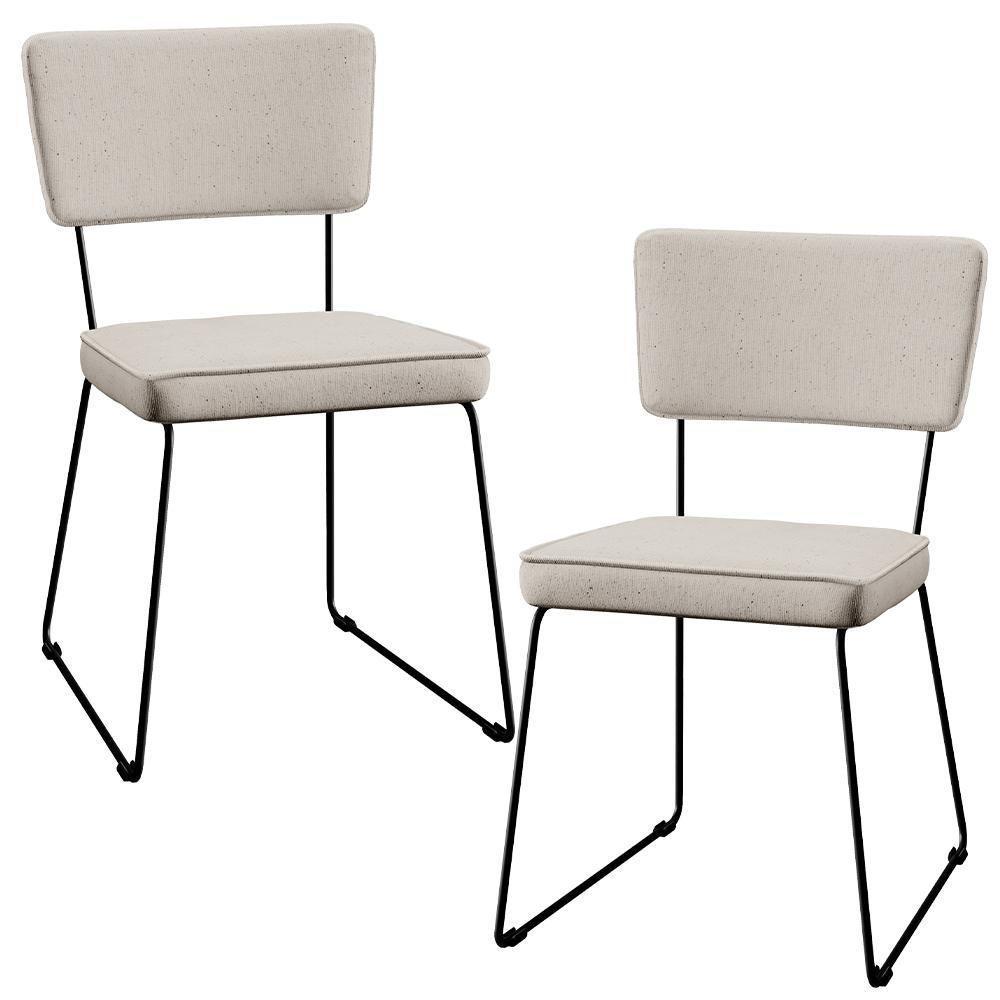 Kit 2 Cadeiras Estofada Para Sala De Jantar Base Em Aço Cru - 1
