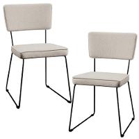 Kit 2 Cadeiras Estofada Para Sala De Jantar Base Em Aço Cru - 1