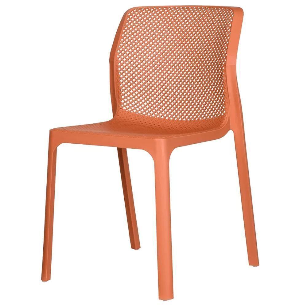Kit 4 Cadeiras Empilhável Inmetro Capri Vega Fratini Em Polipropileno Cor Terracota - 4