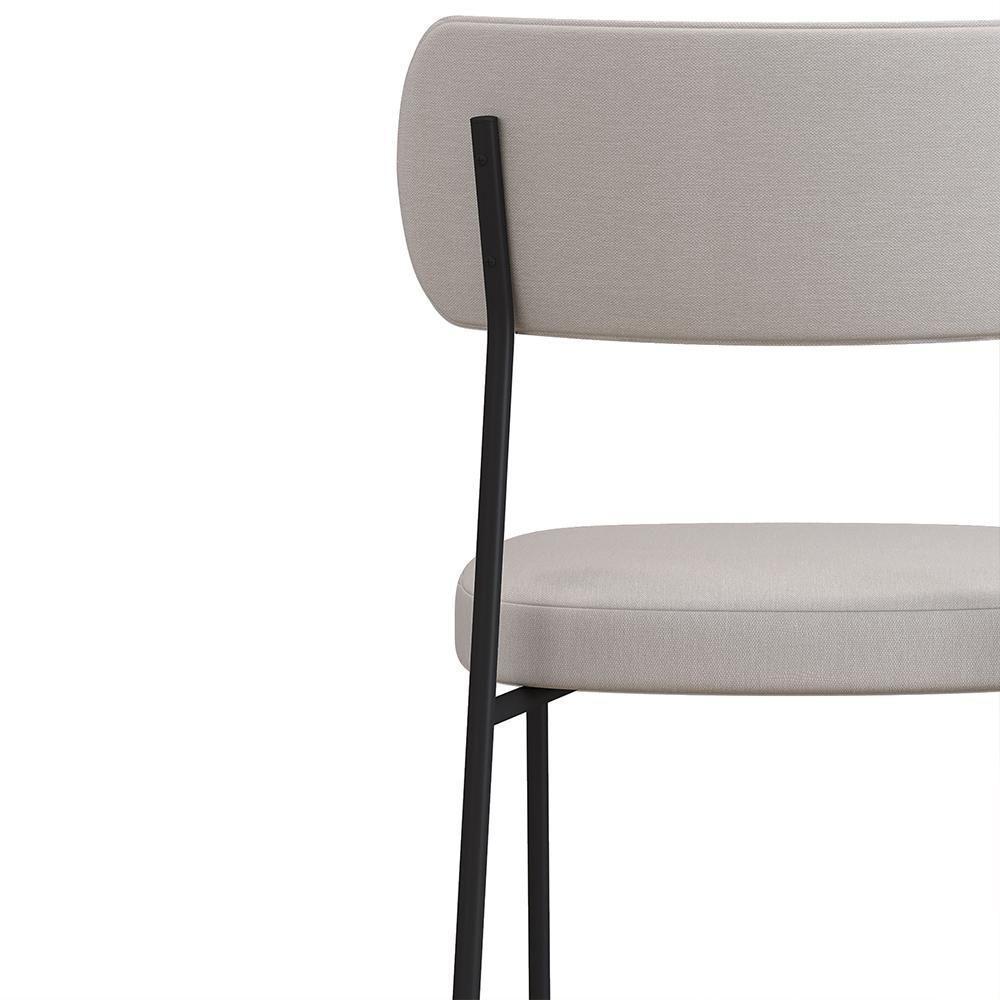 Kit 2 Cadeira Estofada Sala Jantar F01 Linho Bege Caramelo - 3