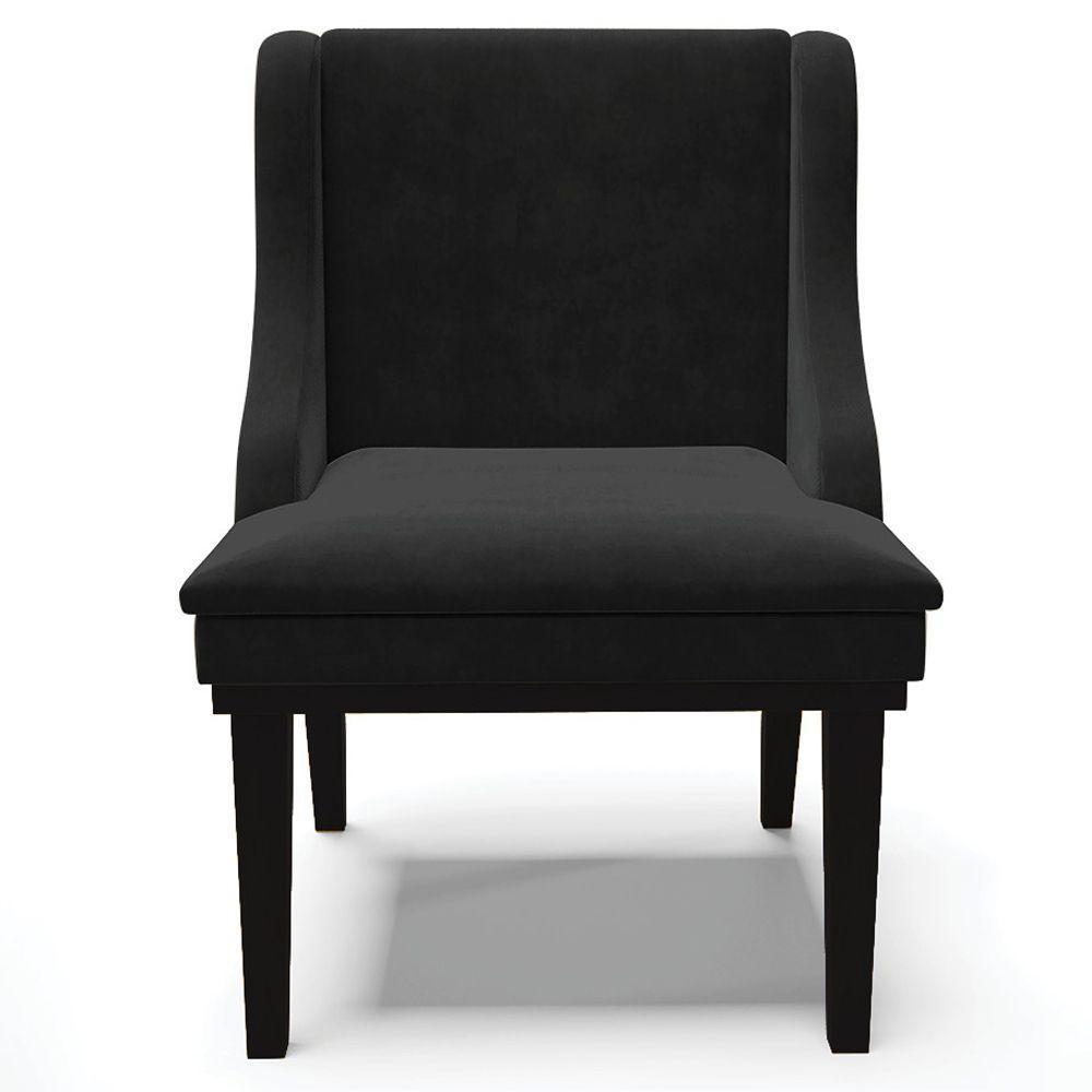 Kit 5 Cadeiras Decorativas Sala De Jantar Base Fixa De Madeira Firenze Suede Preto G19 - Gran Belo - 4
