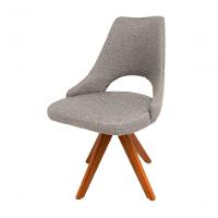 Cadeira De Jantar Droop Giratória Revestida Em Tecido Linho Cinza Cor Cinza Claro - 1