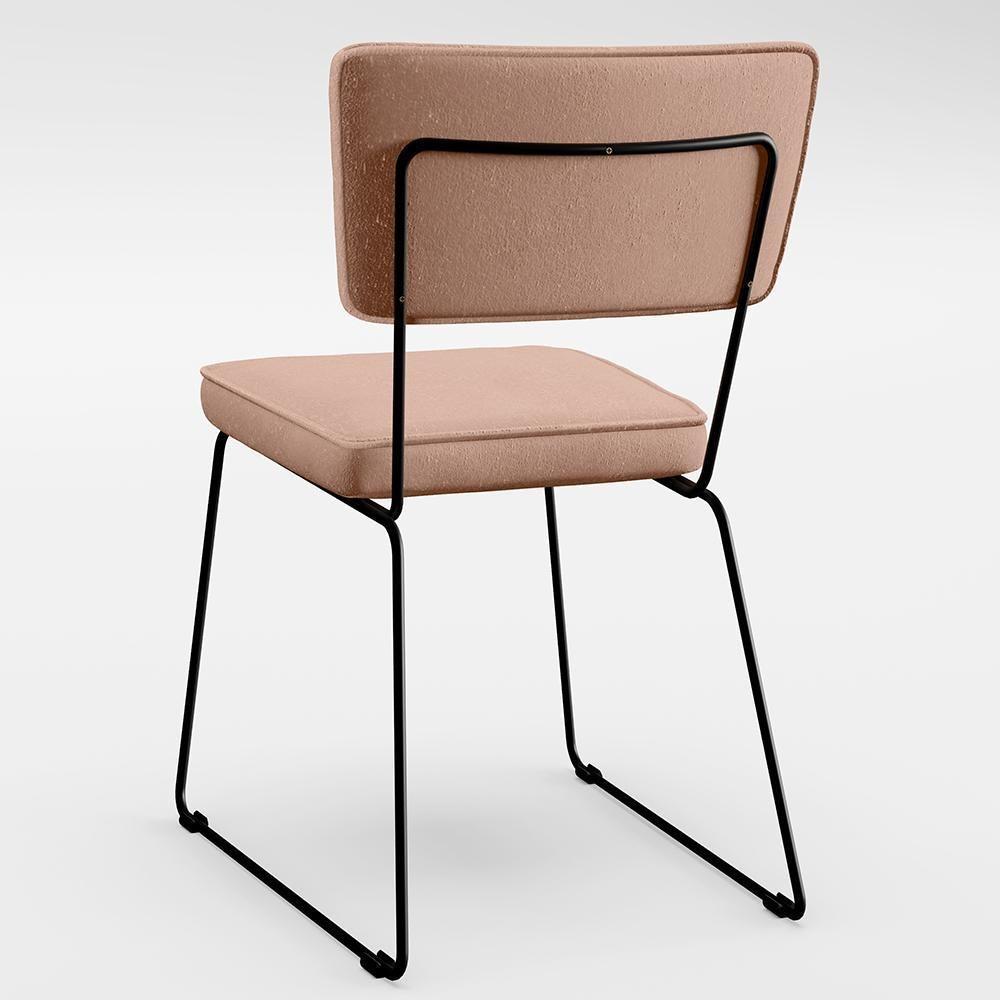 Kit 08 Cadeiras Estofada Para Sala De Jantar Base Aço Rosê - 3