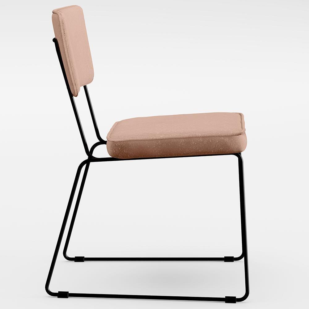 Kit 08 Cadeiras Estofada Para Sala De Jantar Base Aço Rosê - 4