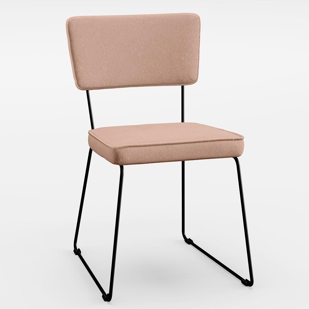 Kit 08 Cadeiras Estofada Para Sala De Jantar Base Aço Rosê - 6