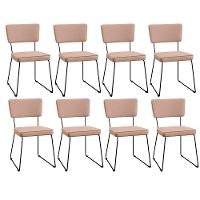 Kit 08 Cadeiras Estofada Para Sala De Jantar Base Aço Rosê - 1