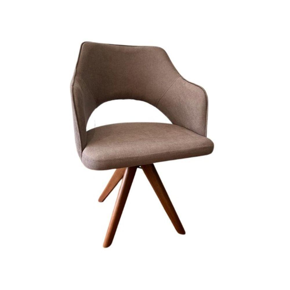 Cadeira De Jantar Zara Giratória Revestida Em Tecido Linho Bege Rosado Cor Fúcsia Escuro - 1