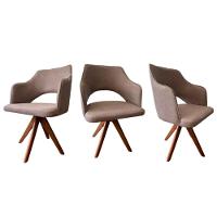 Cadeira De Jantar Zara Giratória Revestida Em Tecido Linho Bege Rosado Cor Fúcsia Escuro - 7