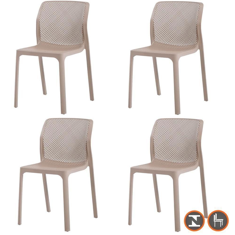 Kit 4 Cadeiras Empilhável Inmetro Capri Vega Fratini Em Polipropileno Cor Fendi - 1