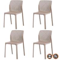 Kit 4 Cadeiras Empilhável Inmetro Capri Vega Fratini Em Polipropileno Cor Fendi - 1