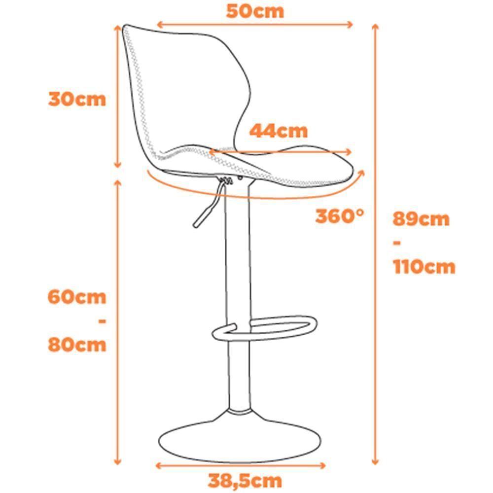Kit 2 Banquetas Giratórias Bristol Itajaí Fratini 110 Cm (altura) Pu Cor Preta Base Disco Preta - 2