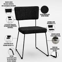 Kit 6 Cadeiras Estofada Para Sala De Jantar Base Aço Chumbo - 8