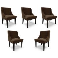 Kit 5 Cadeiras Decorativas Sala De Jantar Base Fixa De Madeira Firenze Suede Marrom/preto G19 - 1