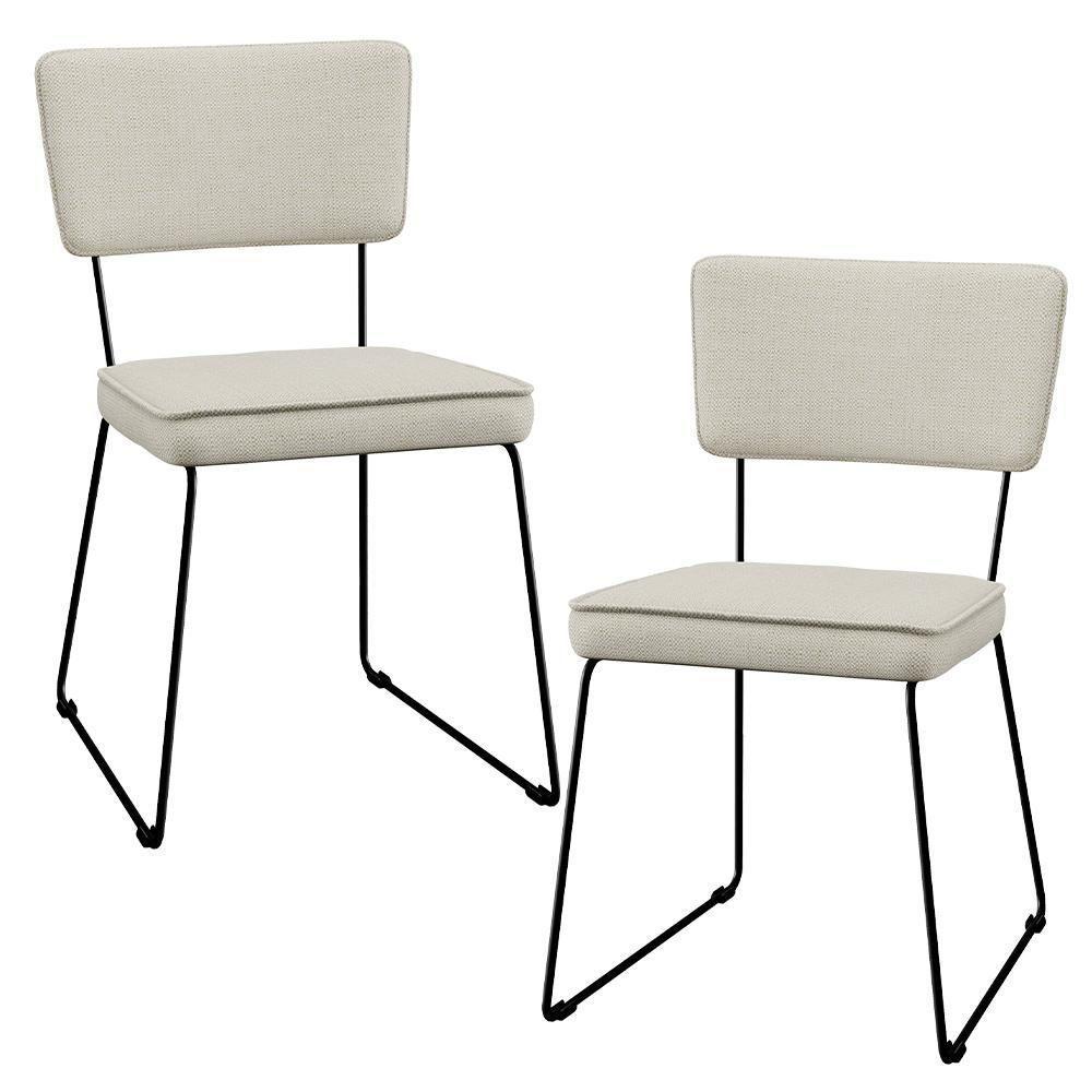 Kit 2 Cadeiras Estofada Para Sala Jantar Base Aço Champagne - 1