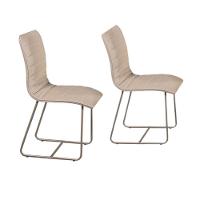 Conjunto 2 Cadeiras Cristal Sala De Jantar Em Couro Pérola E Metal Champanhe - 1