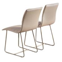 Conjunto 2 Cadeiras Cristal Sala De Jantar Em Couro Pérola E Metal Champanhe - 3