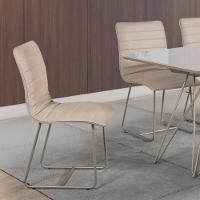 Conjunto 2 Cadeiras Cristal Sala De Jantar Em Couro Pérola E Metal Champanhe - 5