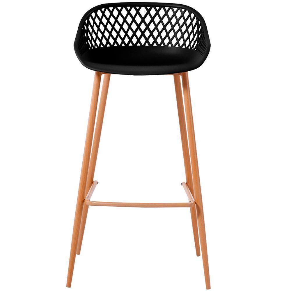 Kit 4 Banquetas Mônaco Clarice Alta Fratini 96 Cm (altura) Em Poliuretano (pu) Preto Base Em Aço - 5